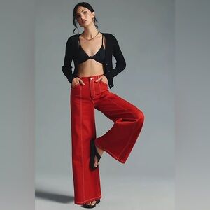 Anthropologie Maeve Seamed High-Rise Wide-Leg Jeans